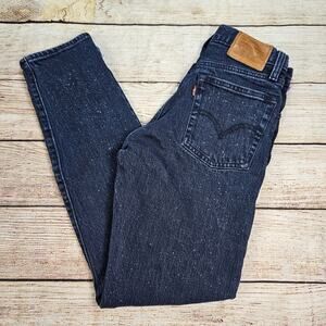 Levi’s PREMIUM Wedgie Straight Button Fly BIG E jeans Size 24 Blue Spotted